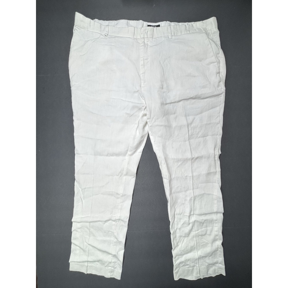 Alfani Linen Blend Pants Mens 42x28 White Dress Casual Relaxed Straight Fit